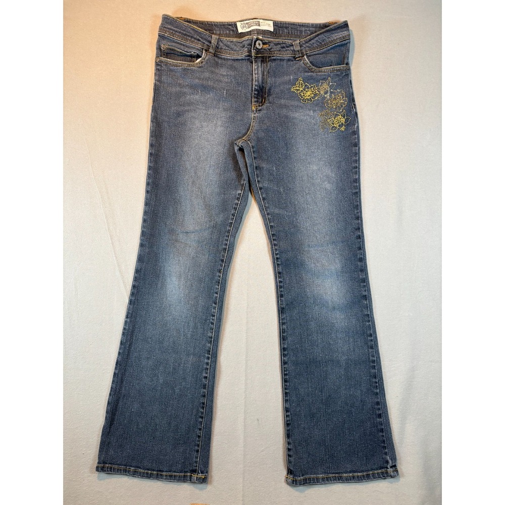 Route 66 Jeans 16.5 Bootcut Mid Rise Floral Embroidery Y2K Style 5008 Vintage